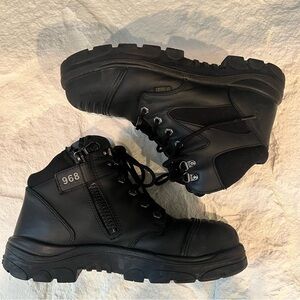 Mens Steel Toe Leather Work Boots-Steel Blue Ortho Rebound EH Series 968 Sz 10